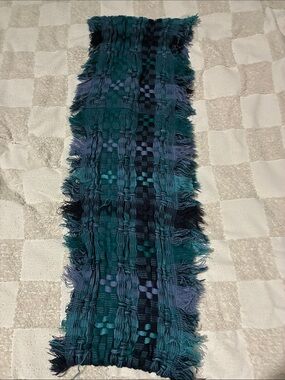 indigo soul Teal, Navy & Slate Handwoven Fringe Scarf